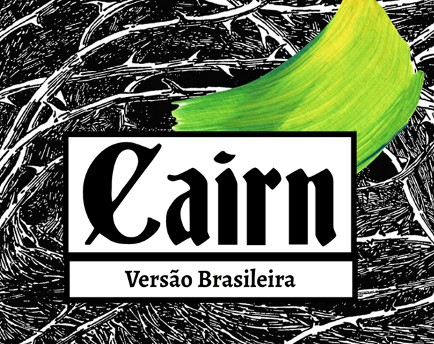 Capa da versão brasileira do RPG Cairn, sistema de fantasia minimalista focado em exploração e aventura.