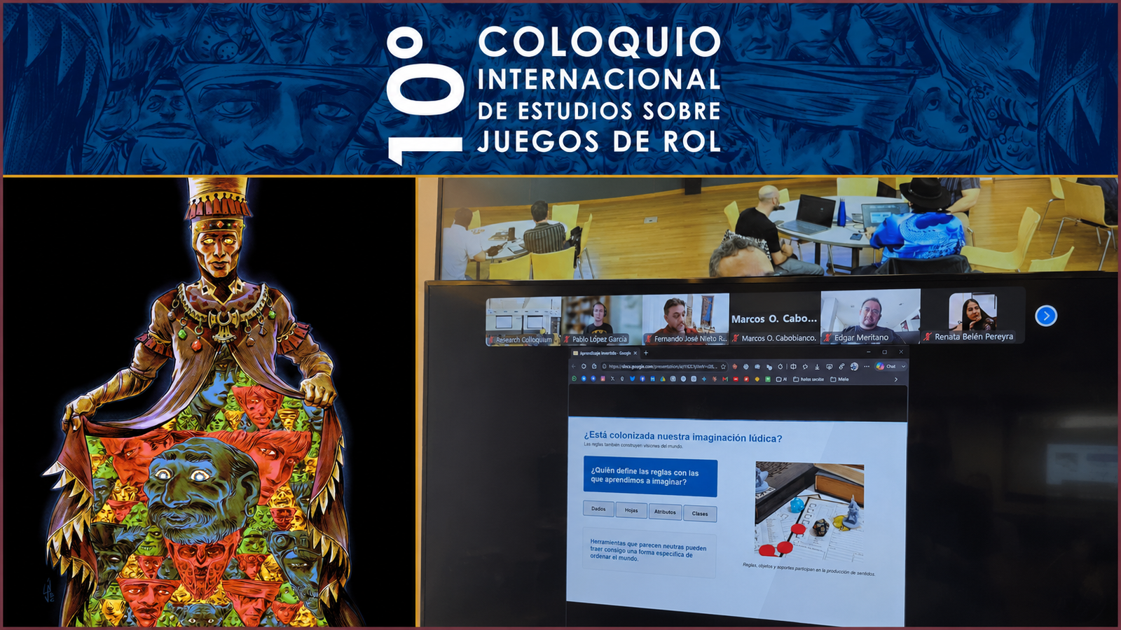 Colagem reúne ilustração e apresentação do 10º Colóquio Internacional de Estudos sobre Jogos de RPG