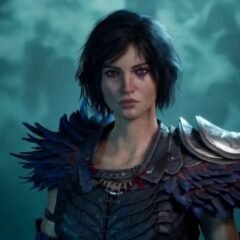 Kaatri usa armadura de penas em imagem de Dungeons & Dragons: Warlock