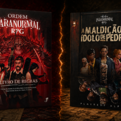 Capas de Ordem Paranormal RPG primeira edição e do Playtest Alpha de Ordem Paranormal RPG 2 lado a lado