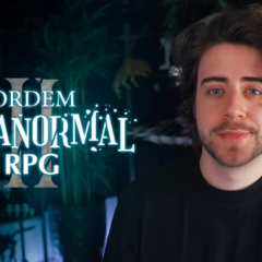 Cellbit ao lado do logotipo de Ordem Paranormal RPG 2 durante vídeo explicativo